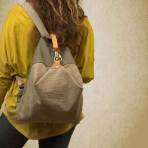 AERAS BACKPACK χακί καμβάς – δέρμα