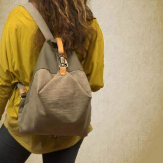 AERAS BACKPACK χακί καμβάς – δέρμα