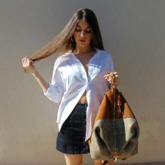 AERAS BACKPACK tabac piqué canvas – leather