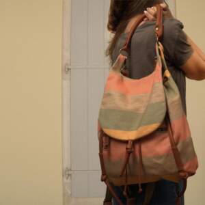 DAPHNE BACKPACK orange canvas – leather