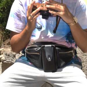 DUAL WAIST BAG black leather