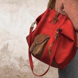 GIRONA SHOPPING BAG red canvas – leather