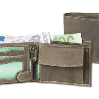 MENS WALLET taupe brown leather