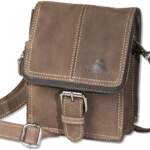 MENS SHOULDER or BELT BAG taupe brown leather