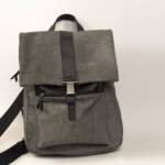 ISTIO BACKPACK γκρι καμβάς – μαύρο δέρμα