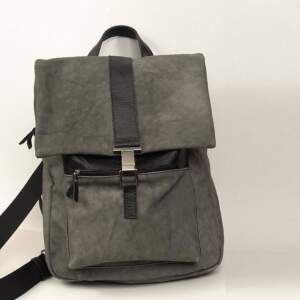 ISTIO BACKPACK γκρι καμβάς – μαύρο δέρμα