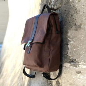ISTIO BACKPACK κερωμένο ταμπά καμβάς – δέρμα