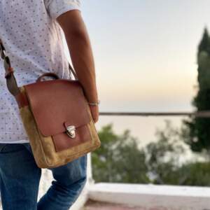 JAZZ MESSENGER BAG καφέ καμβά – δέρμα