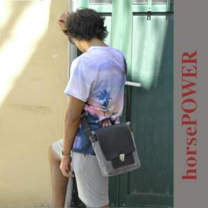 JAZZ MESSENGER BAG γκρι καμβά – δέρμα