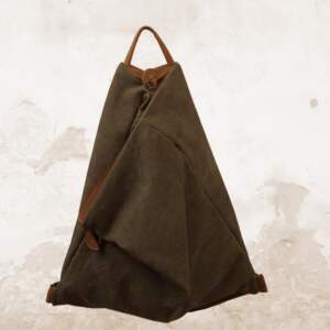 KALLIOPE BACKPACK brown-olive green canvas – leather