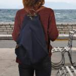 KALLIOPE BACKPACK μπλε καμβάς – δέρμα