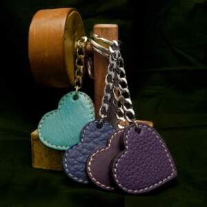 KARDIA KEY-RING leather light blue-blue-mauve