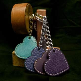 KARDIA KEY-RING leather light blue-blue-mauve
