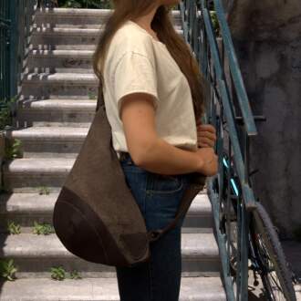 KORINA SLING BAG brown canvas – leather