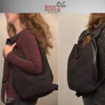 LAOURA BACKPACK καφέ λινός καμβάς – δέρμα