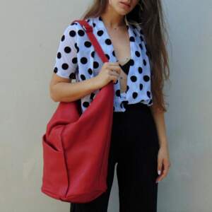 NERA SHOULDER BAG red leather