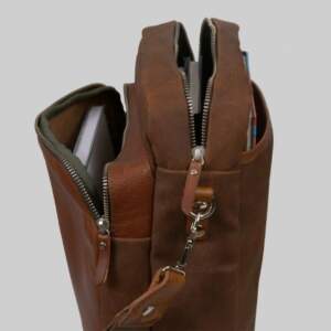 PARIS SHOULDER BAG tabac waxed canvas – leather