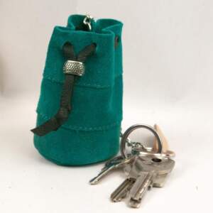 KEY RING ΜΙΝΙ BAG leather brown-green-pink